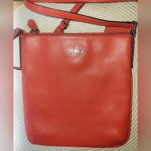 COACH Fire House Red Pebbled Leather Messenger Crossbody EUC